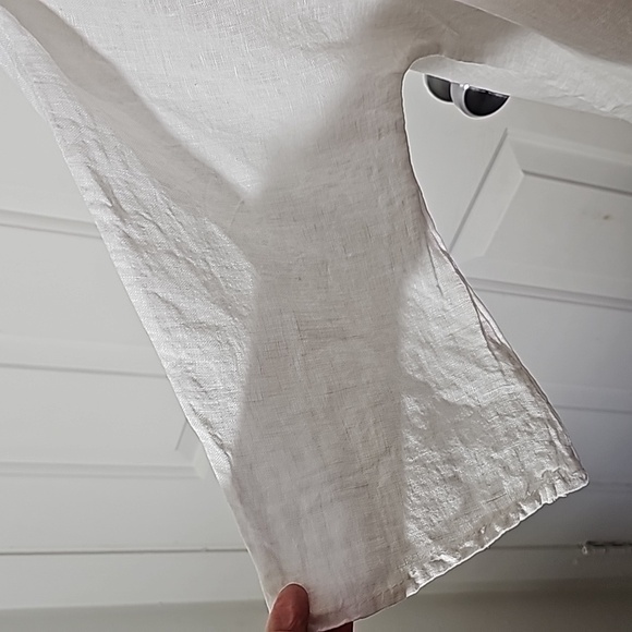 GIUSY white 100% linen made in Italy women's top. Oversized small Raglan sleeves - Picture 3 of 11